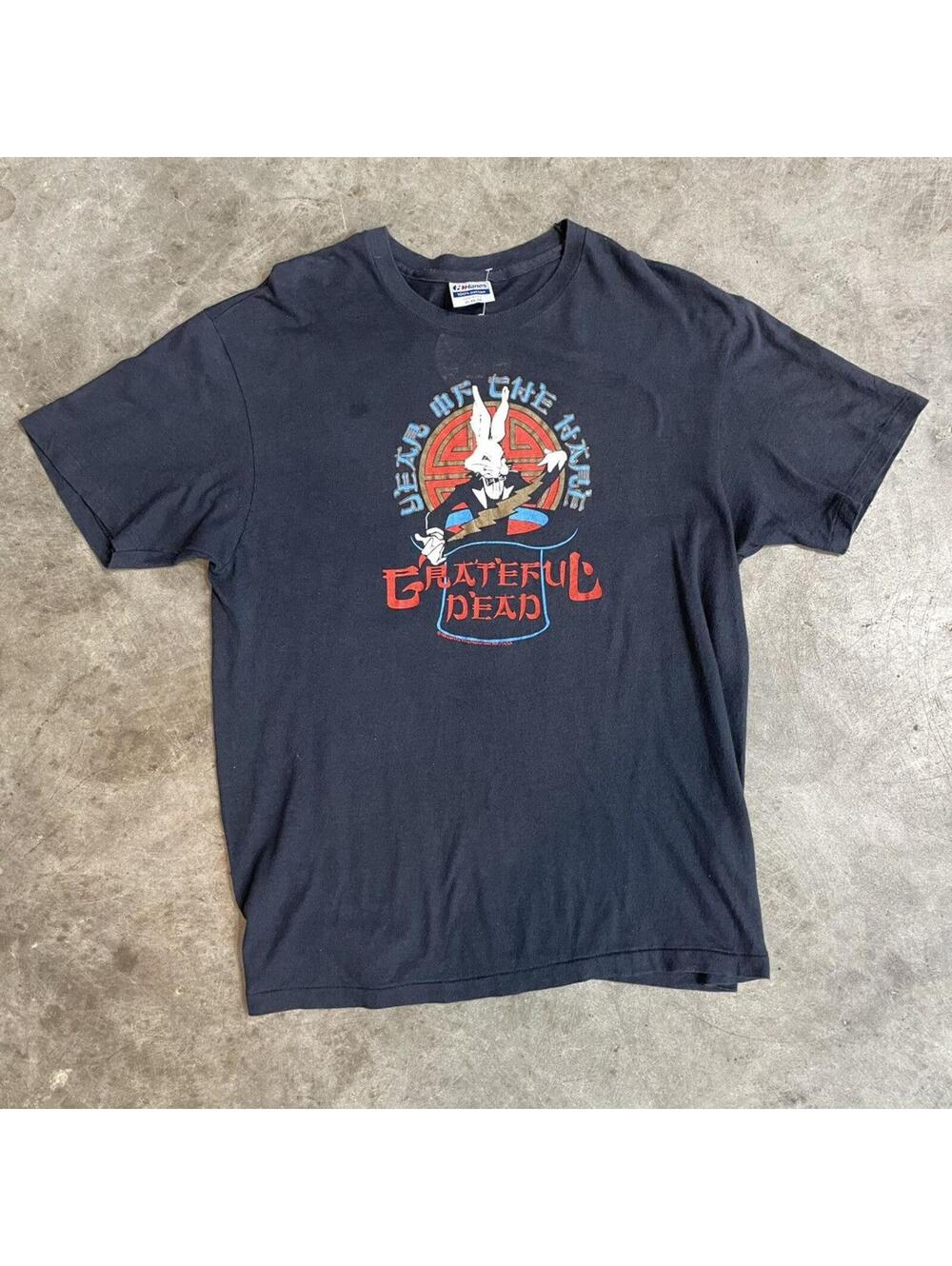 1987 Grateful Dead year of the rabbit graphic band tee 80s